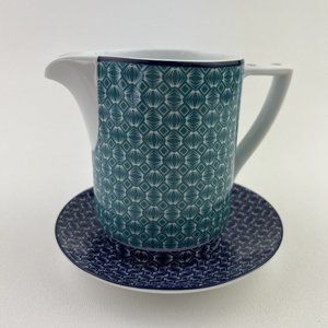Langdon Portmeirion Milk Creamer and Saucer by Ted Baker Blue Teal White